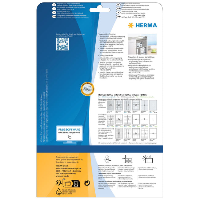 HERMA -  Etiket  4224 a4 210x297mm folie zi 25st | 32 stuks