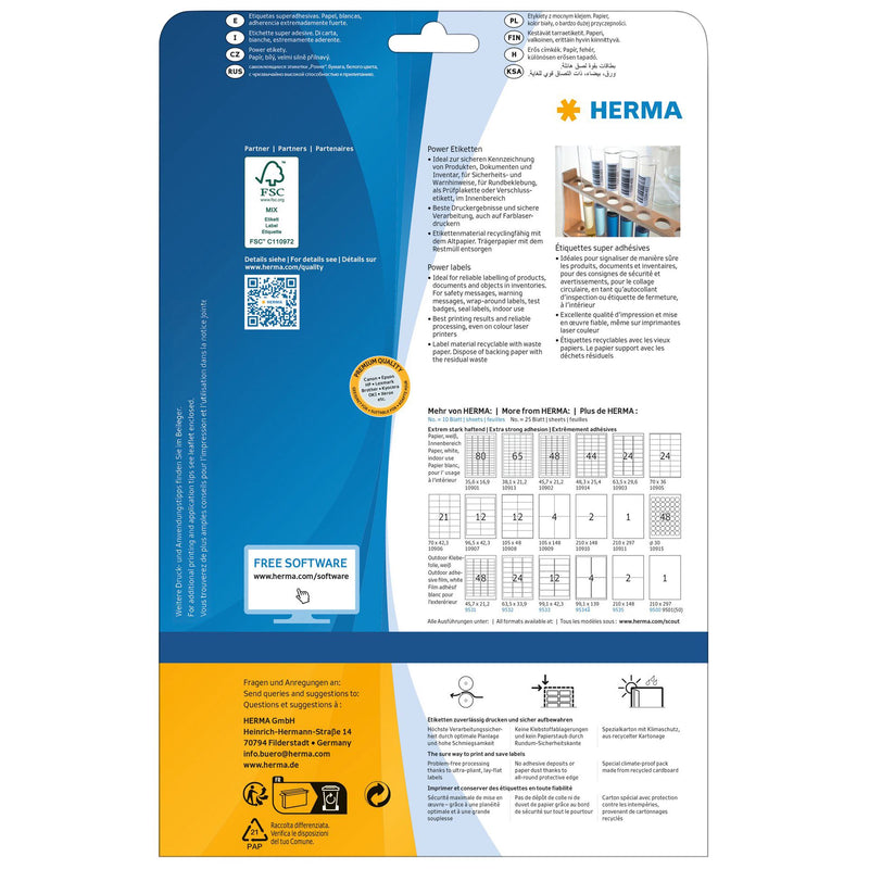 HERMA -  Etiket  power 10910 210x148mm wit 50st | 32 stuks