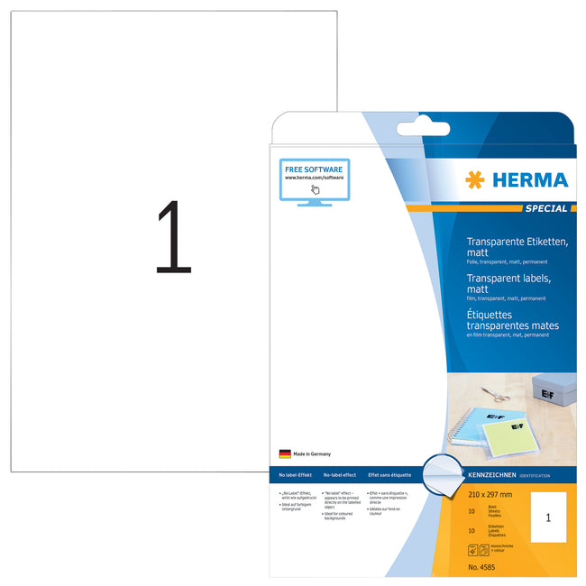 HERMA -  Etiket  4585 210x297 weerbest 10st transp mat | 32 stuks