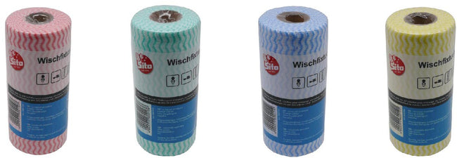Sito -   reinigingsdoekjes op rol ft 18 x 35 cm, geassorteerde kleuren, rol van 50 stuks