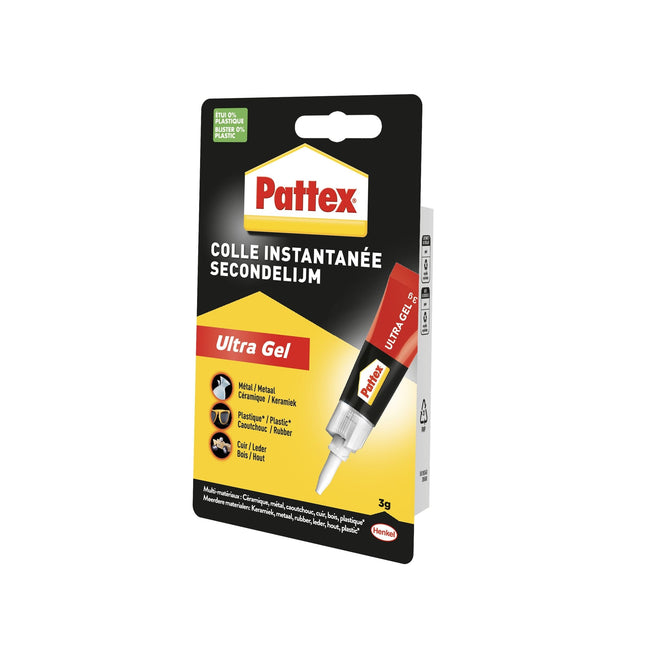 Pattex -  Secondelijm  ultra gel tube 3gr blister | 12 stuks