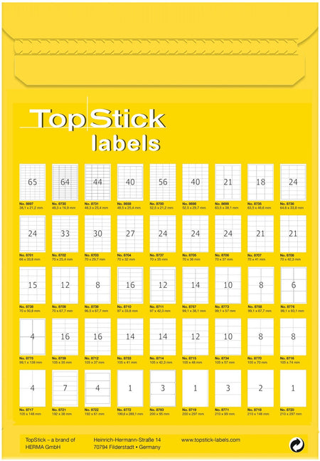 TopStick -  Etiket  210x297mm wit 100st | 10 stuks