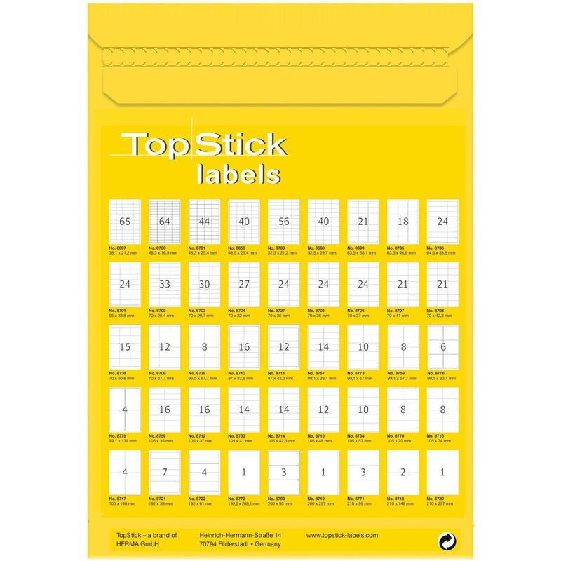 TopStick -  Etiket  210x297mm wit 100st | 10 stuks