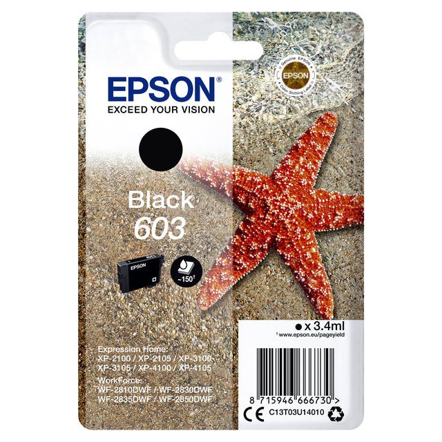 Epson - Inkcartridge Epson 603 T03U1 Black | Blasen Sie ein 1 Stück