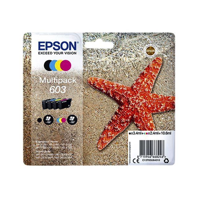 Epson - Cartouche d'encre 603 T03U6 noire + 3 couleurs | 8 pièces