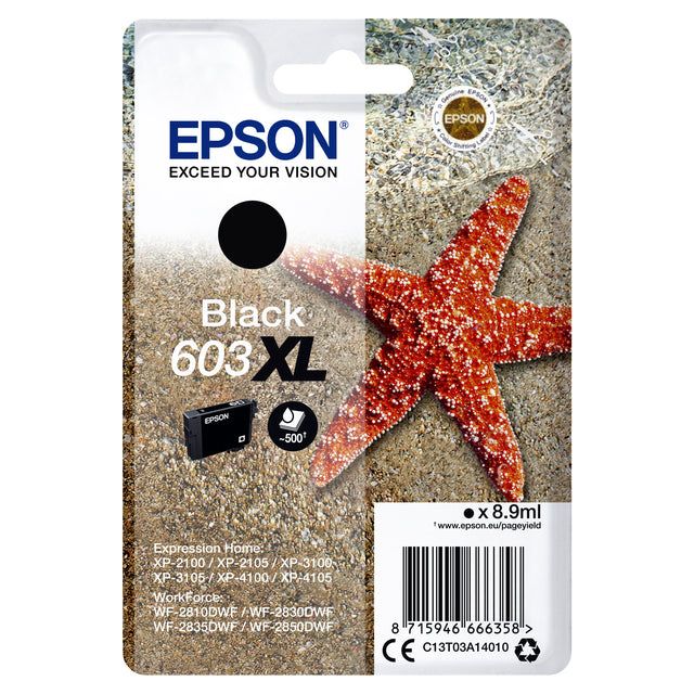 EPSON - Inkcartridge EPSON 603XL T03A1 Black | Blister une pièce 1 | 10 morceaux