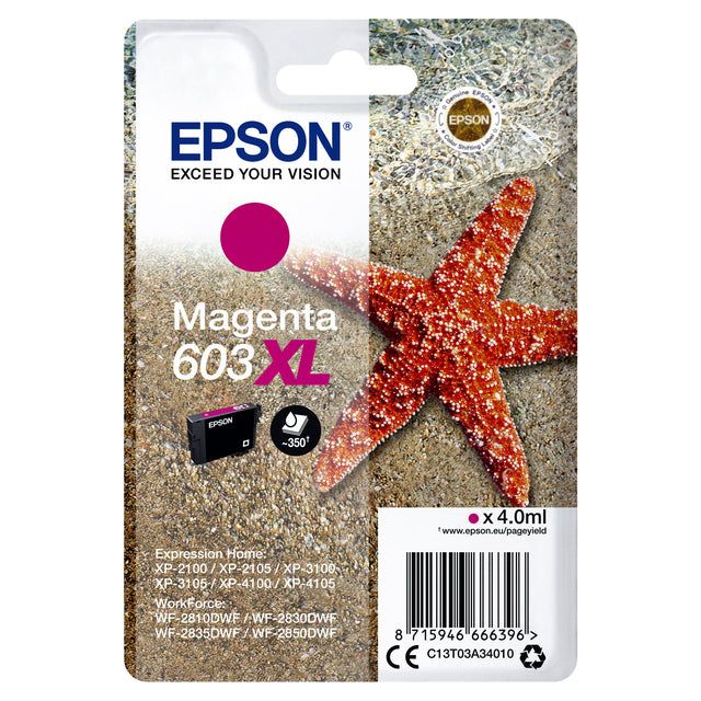 Epson - inktcartridge 603 XL, 4 ml, OEM C13T03A34010, magenta