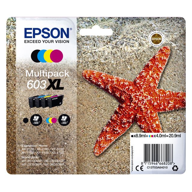 Epson - Inkcartridge Epson 603XL T03A6 Schwarz + 3 Farben | Blasen Sie ein 4 -Stück