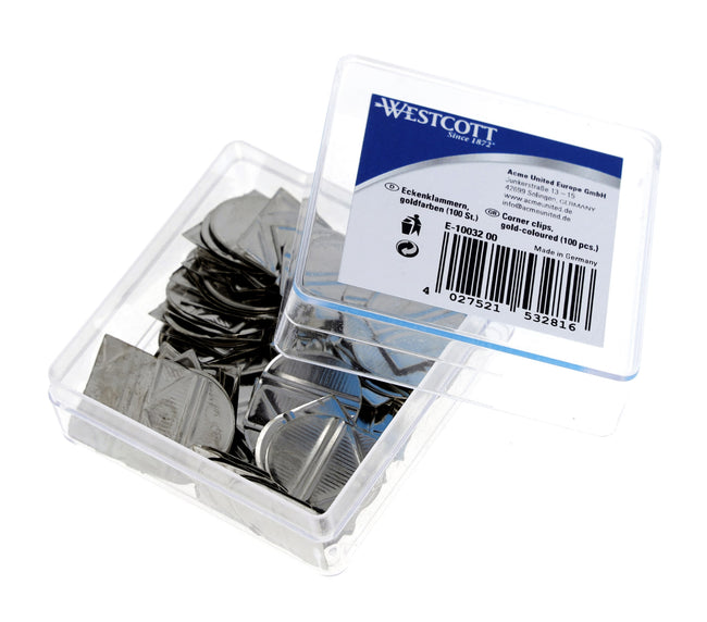 Westcott -  Hoekclips aluminium zilverkleurig | 6 stuks