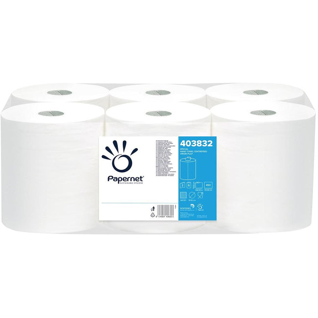 Papernet -   papieren handdoeken Maxi Centerfeed, 2-laags, 108 m, 450 vel, pak van 6 rollen