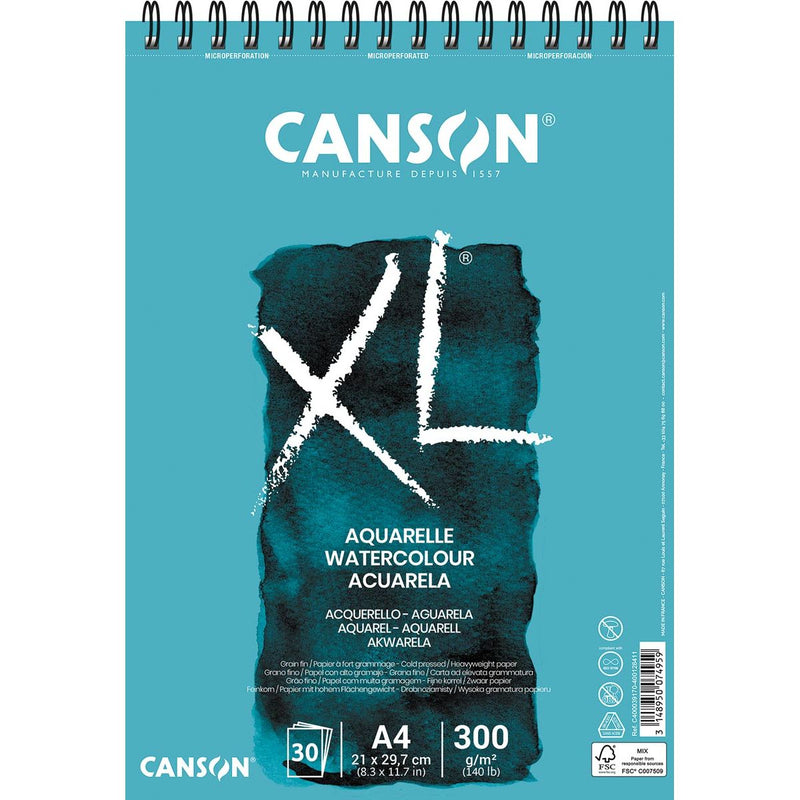 Canson - Watercolor paper XL 30 sheets 300gr A4 white
