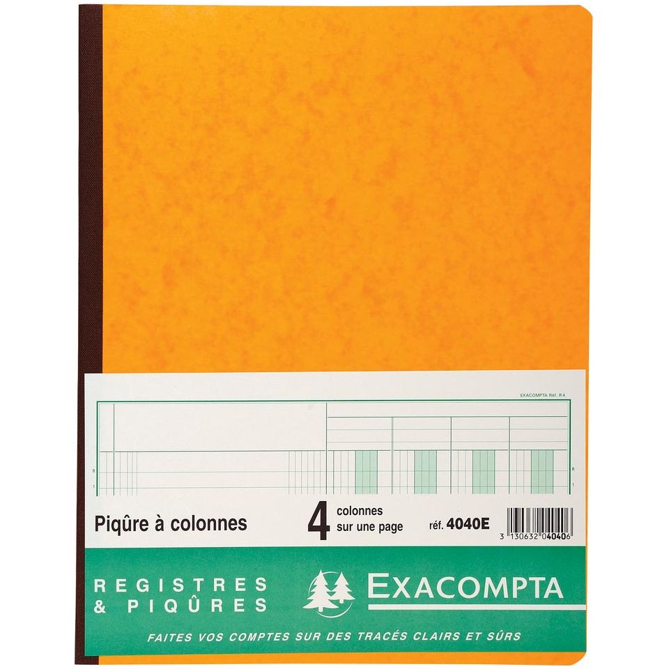 Exacompta - registers, ft 32 x 25 cm, 4 kolommen op 1 bladzijde, 31 lijnen, 80 bladzijden