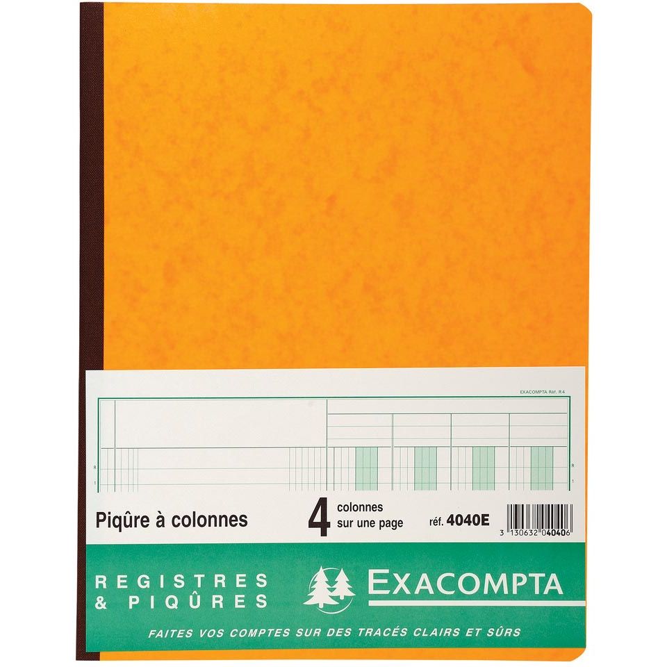 Exacompta - registri, ft 32 x 25 cm, 4 colonne su 1 pagina, 31 righe, 80 pagine