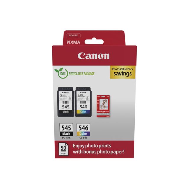 Canon-Ink-Patrone Canon PG-545 + Cl-546 Schwarz + Farbe | Blasen Sie ein 2 Stück