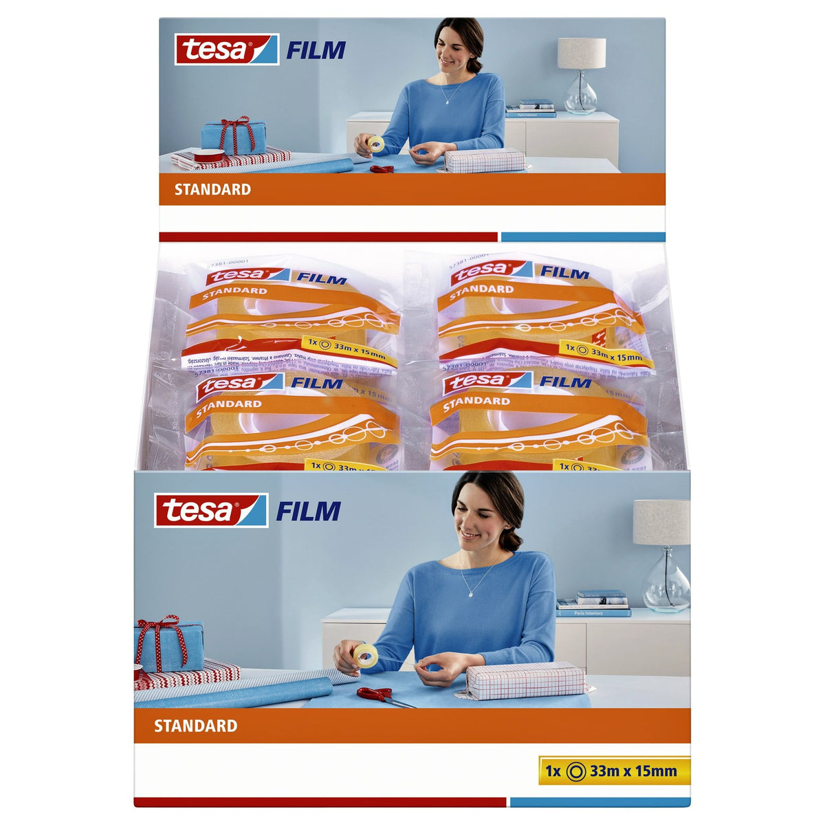 Tesa -  Plakband film standaard 33mx15mm transparant | 30 stuks
