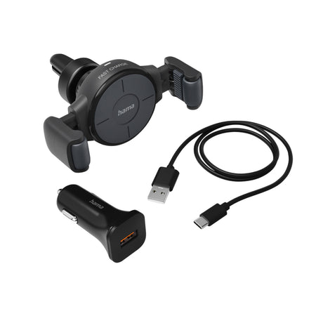 Hama -  FC10 Flex-Set Smartphone Antraciet Sigarettenaansteker Draadloos opladen Snel opladen Auto