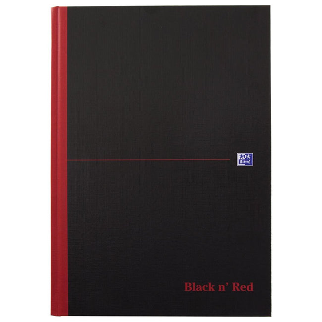 Oxford - BLACK N' RED gebonden boek, 192 bladzijden, ft A4, geruit 5 mm