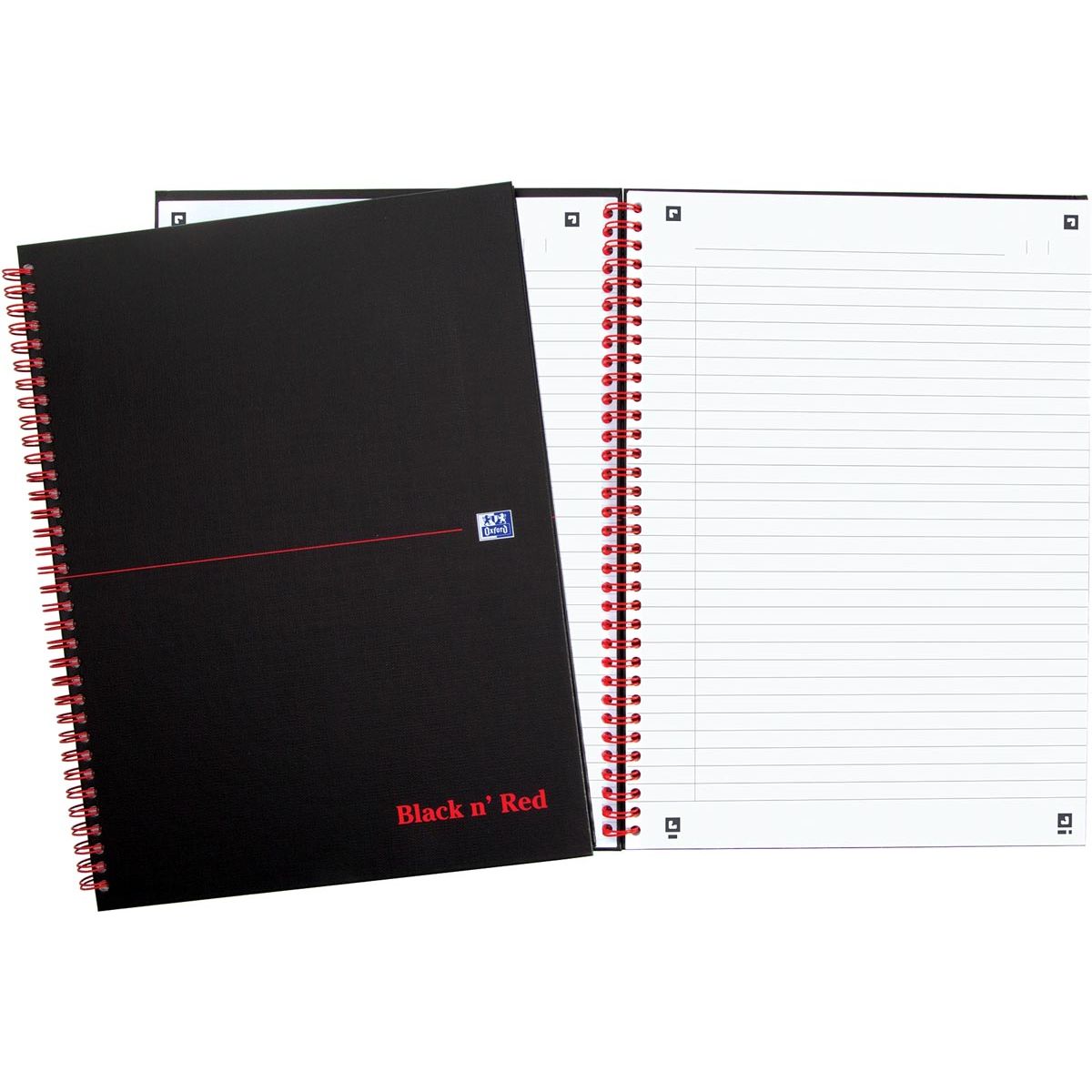 Oxford -  BLACK N' RED spiraalblok karton, 140 bladzijden ft A4, gelijnd