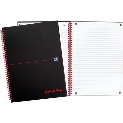 Oxford -  BLACK N' RED spiraalblok karton, 140 bladzijden ft A4, gelijnd