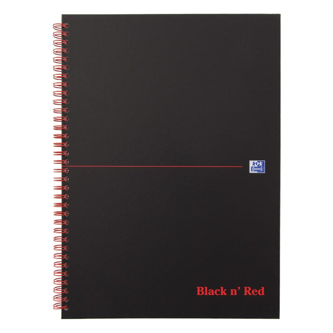 Oxford - Black N 'Red Spiral Block Carton, 140 Seiten ft A4, kariert 5 mm