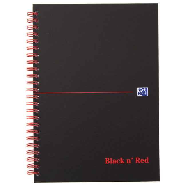 Oxford - Black N 'Red Spiral Block Carton, 140 Seiten ft A5, kariert 5 mm