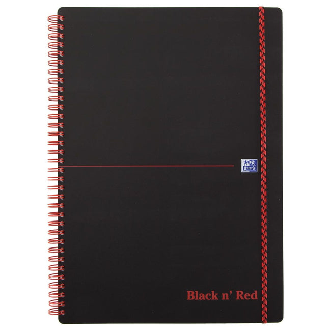 Oxford - Black N 'Red Spiral Block Plastik, 140 Seiten ft A4, kariert 5 mm