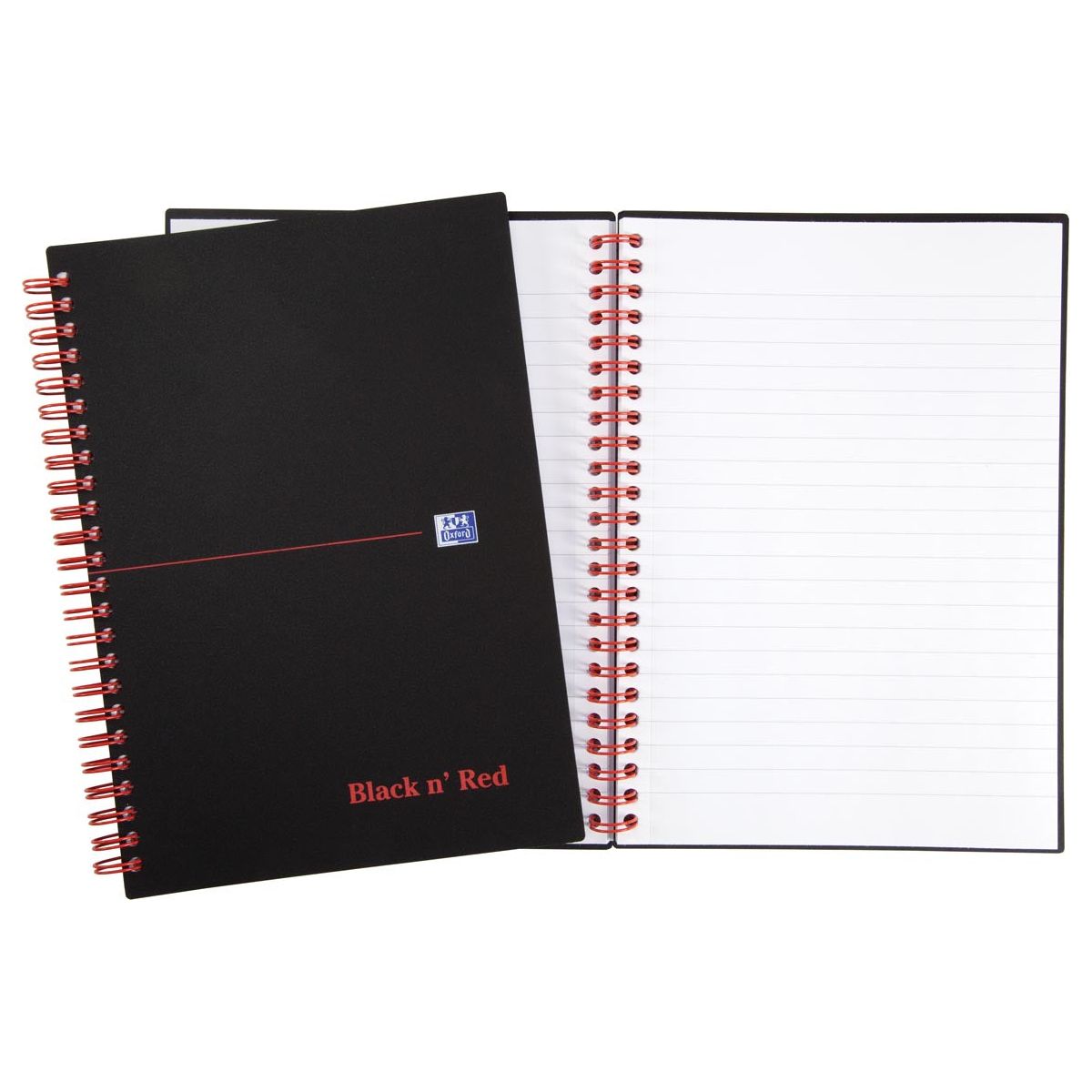 Oxford - Black N 'Red Spiral Block Plastic, 140 pages ft A5, doublé