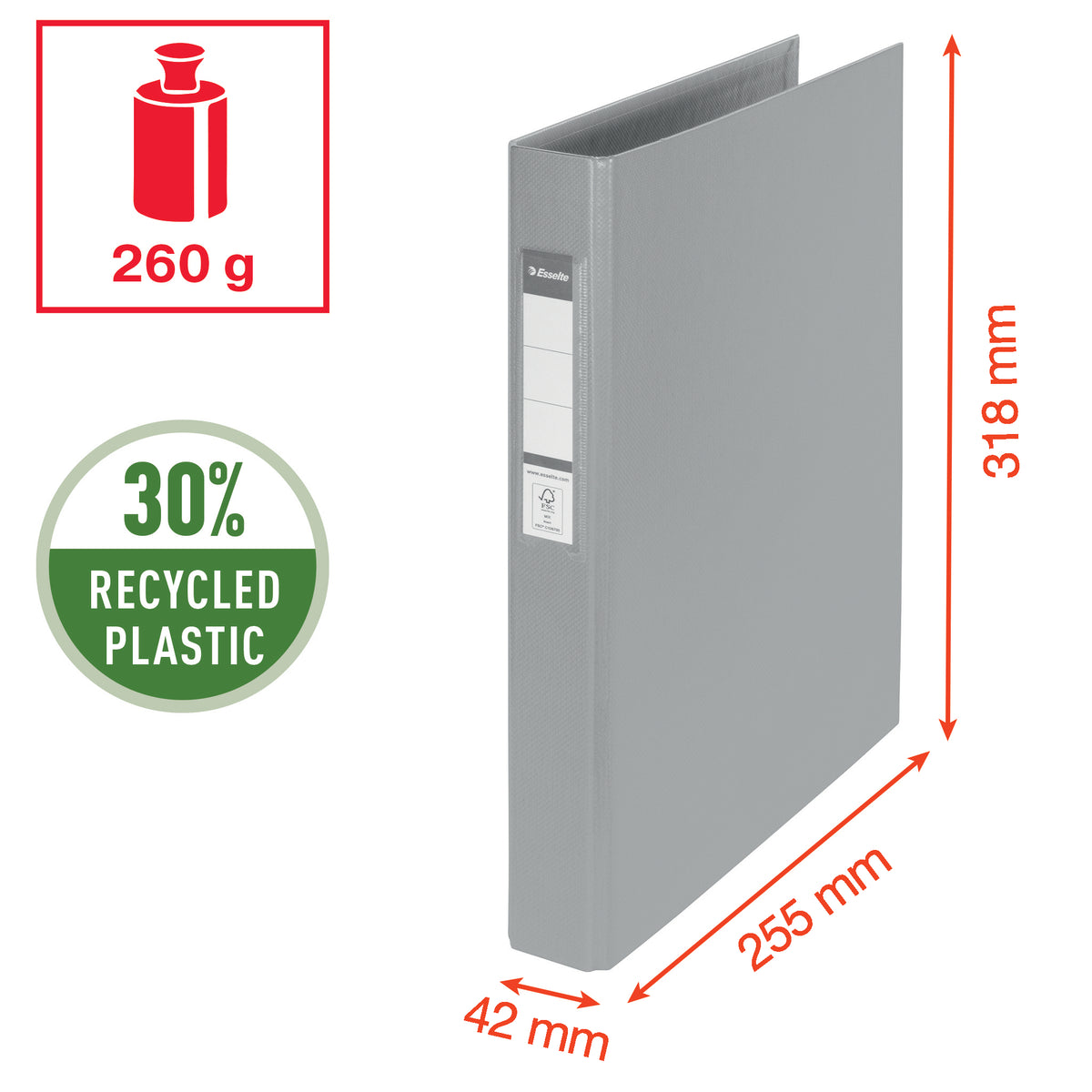 Esselte -  Ringband  vivida a4 42mm recy pp folie gn | 10 stuks