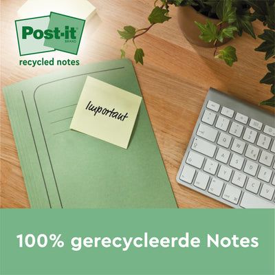 Post-it -  Memoblok 3m  654 76x76mm recycle geel 18+6 | 6 stuks