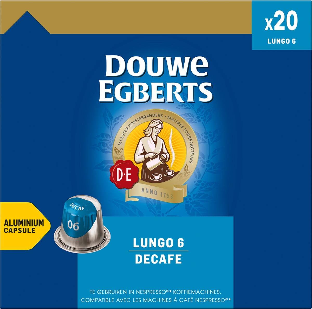Douwe Egberts - Lungo Decaf Kaffeekapseln, Packung mit 20 Stück