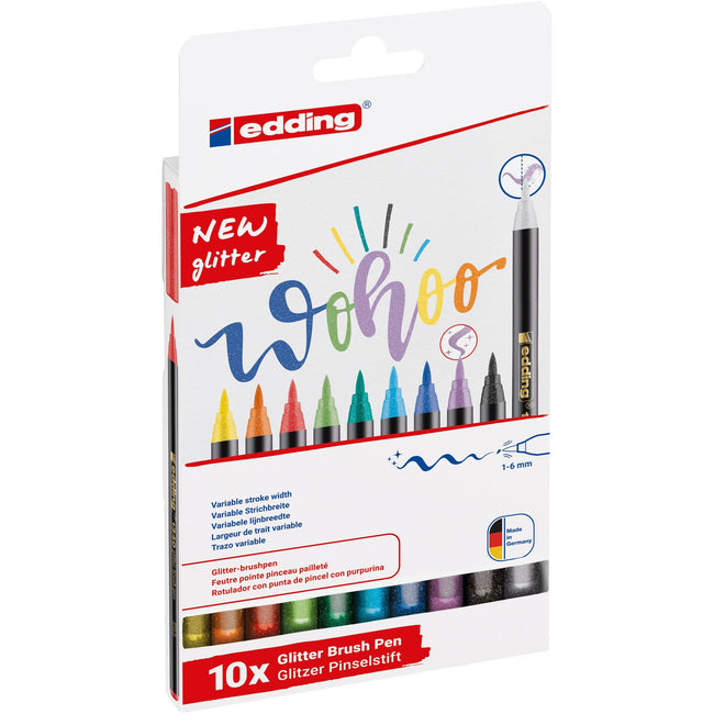 Edding -  Brushpen  1340 10st glitter assorti | 6 stuks