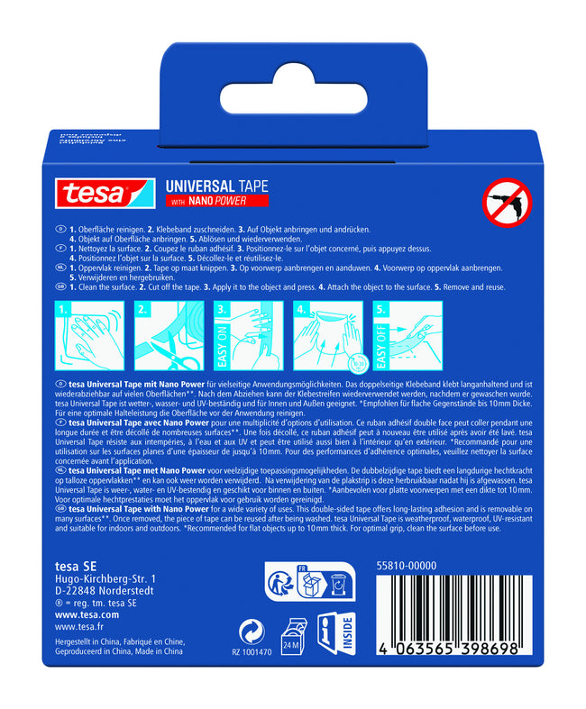 Tesa -  Plakband nano power dubbelzijdig 30mmx3m | 8 stuks