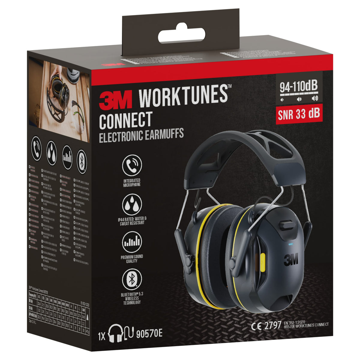 3M -  Oorkap  worktunes connect bluetooth zwart | 4 stuks