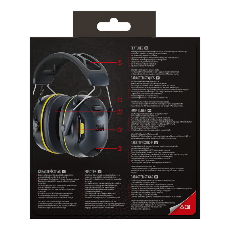 3M -  Oorkap  worktunes connect bluetooth zwart | 4 stuks