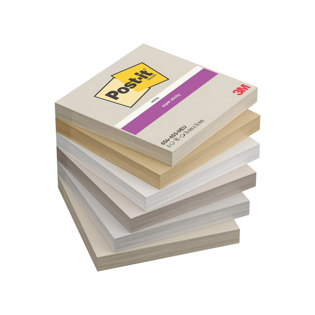 Post-it -  Memoblok  654 super sticky 76x76mm neutral