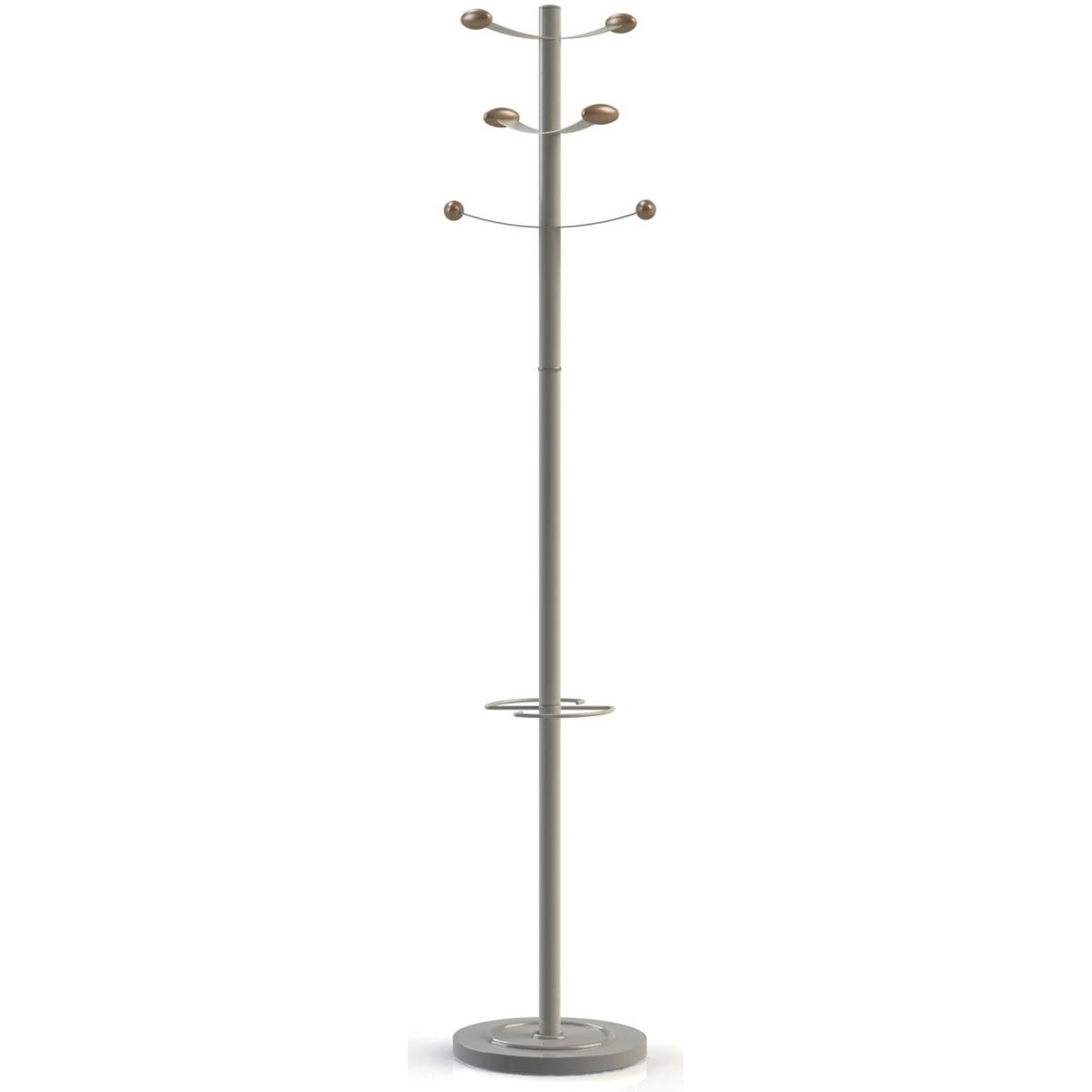 Unilux - porte-manteau Bouquet, hauteur 175 cm, 6 patères, gris/bois
