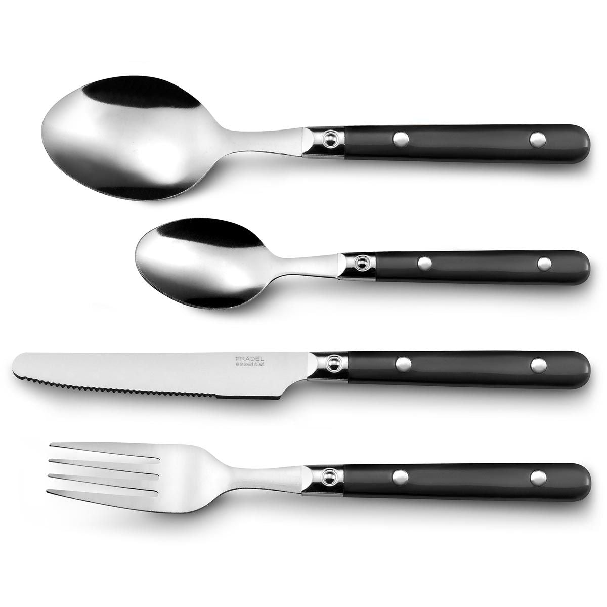 Pradel -   Essentiel bestekset Saxo, zwart, set van 16 stuks