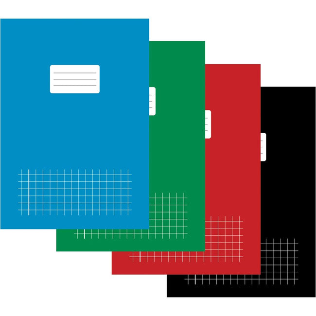 Klika -  Schrift voor ft A4, geruit 10 mm, 80 bladzijden, met voorlijn, geassorteerde kleuren, pak van 5 stuks