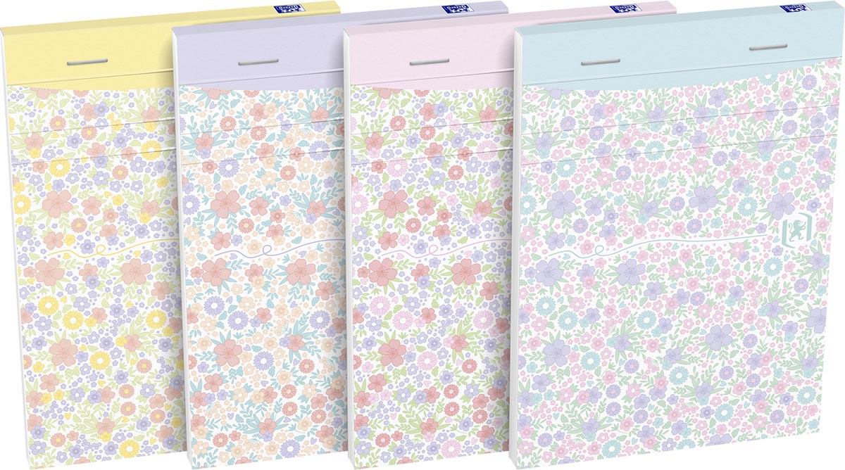 Oxford -  Floral softcover notitieblok, ft A6, 80 vel, gelijnd, 4 geassorteerde designs