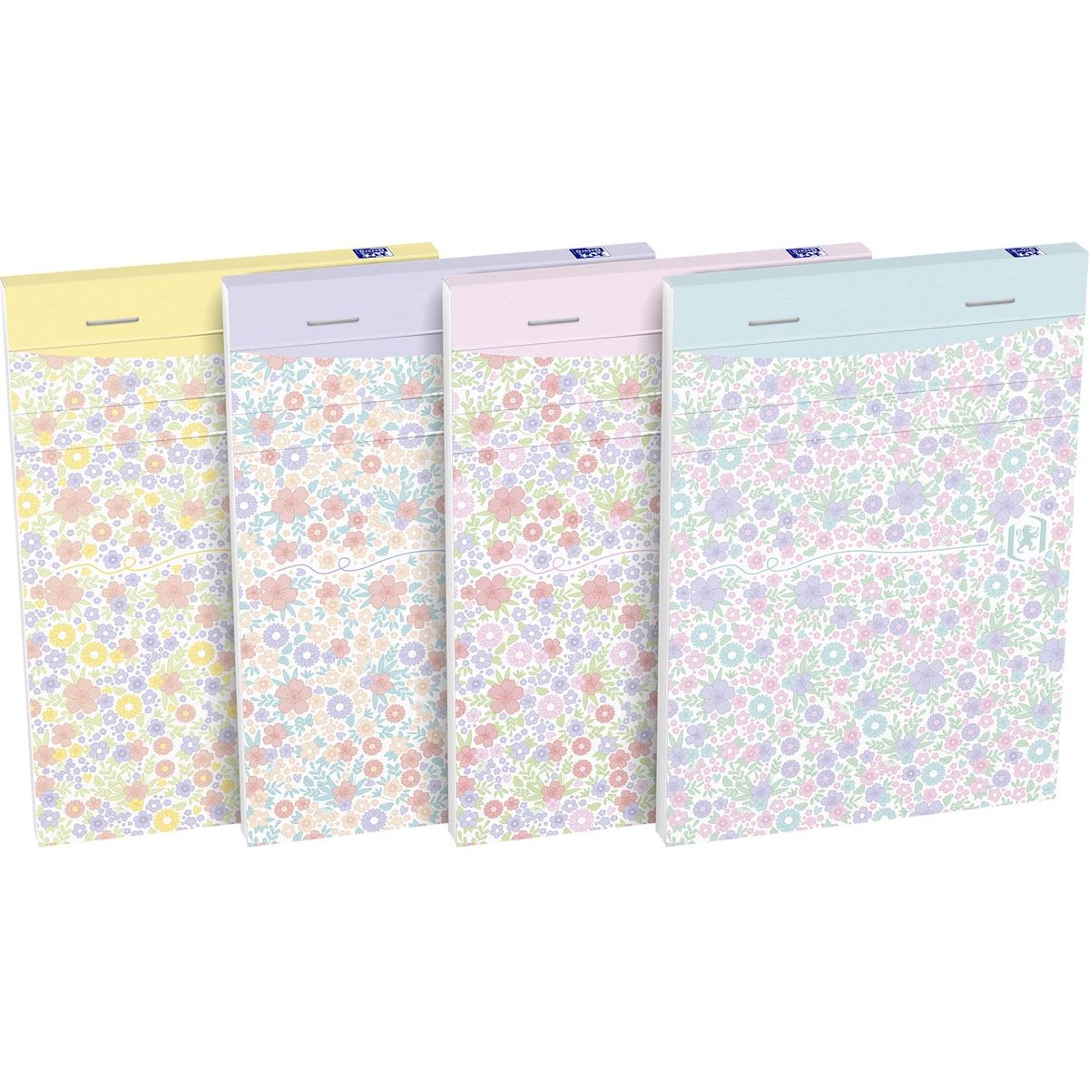 Oxford - Blocco note floreale con copertina morbida, formato A6, 80 fogli a righe, 4 disegni assortiti