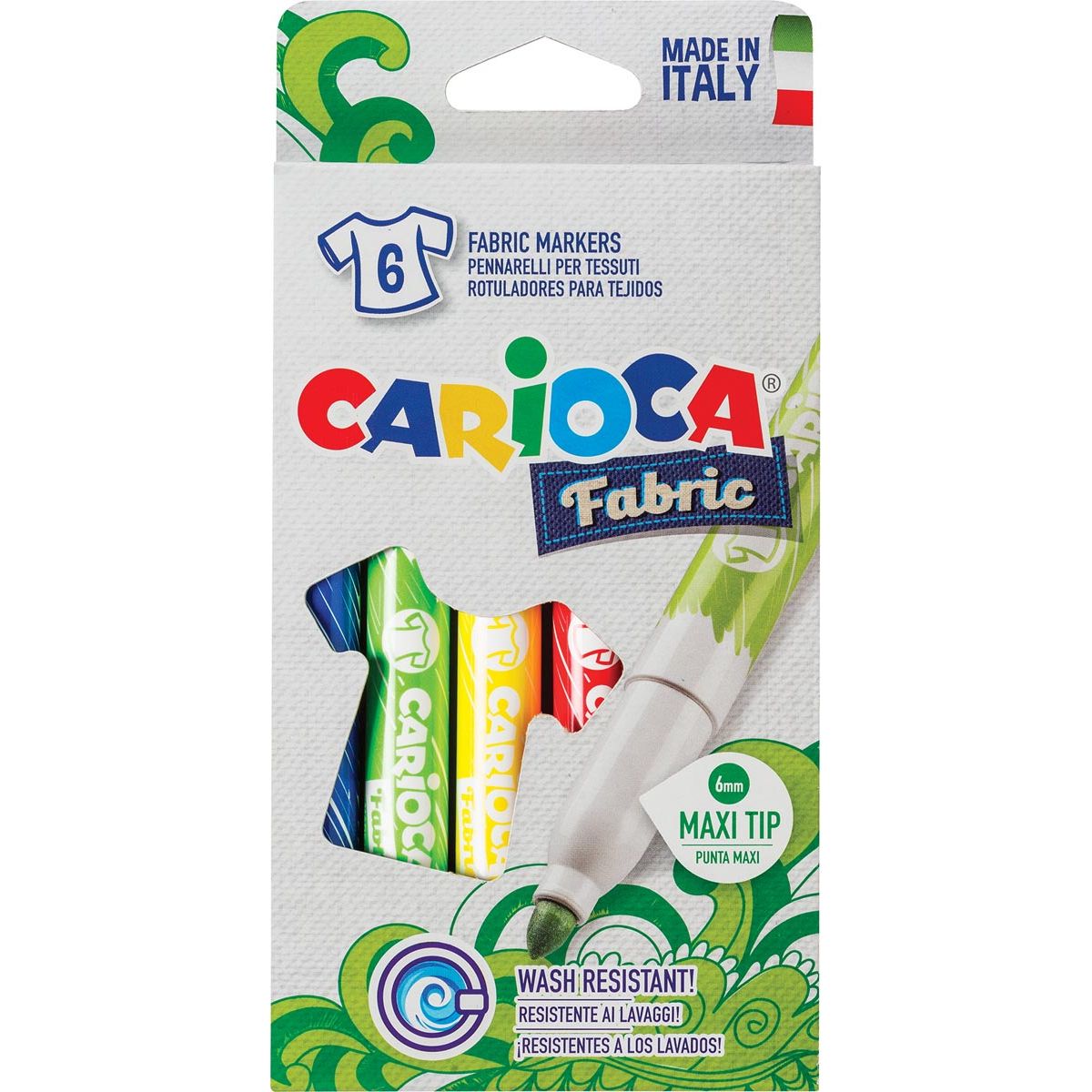 Carioca -  Carcioca textielstift Fabric, doos van 6 stuks in geassorteerde kleuren