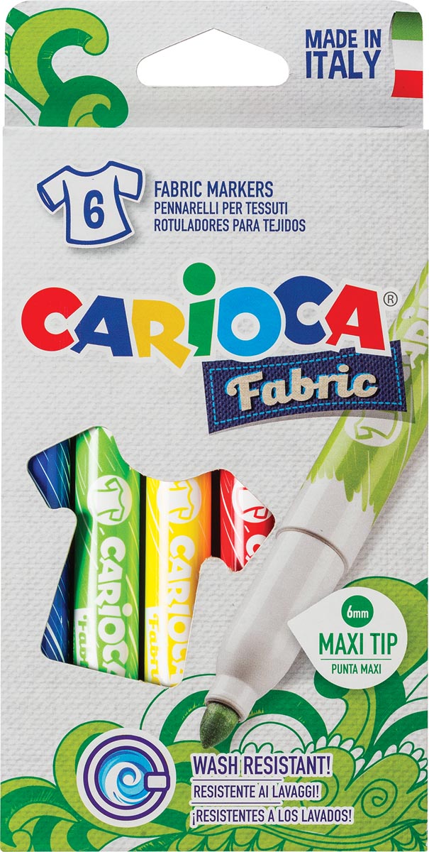 Carioca - Carcioca textielstift Fabric, doos van 6 stuks in geassorteerde kleuren