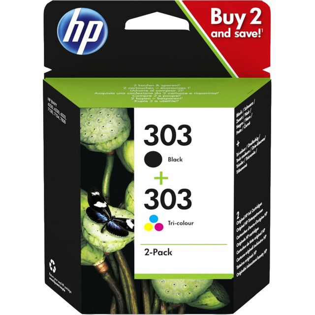 HP - inktcartridge 303, 165-200 pagina's, OEM 3YM92AE, 1 x zwart en 1 x 3 kleuren