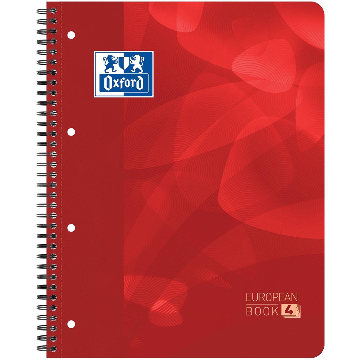 Oxford -  School Projectbook spiraalschrift, ft A4+, 4-gaats perforatie, geruit 5 mm, rood