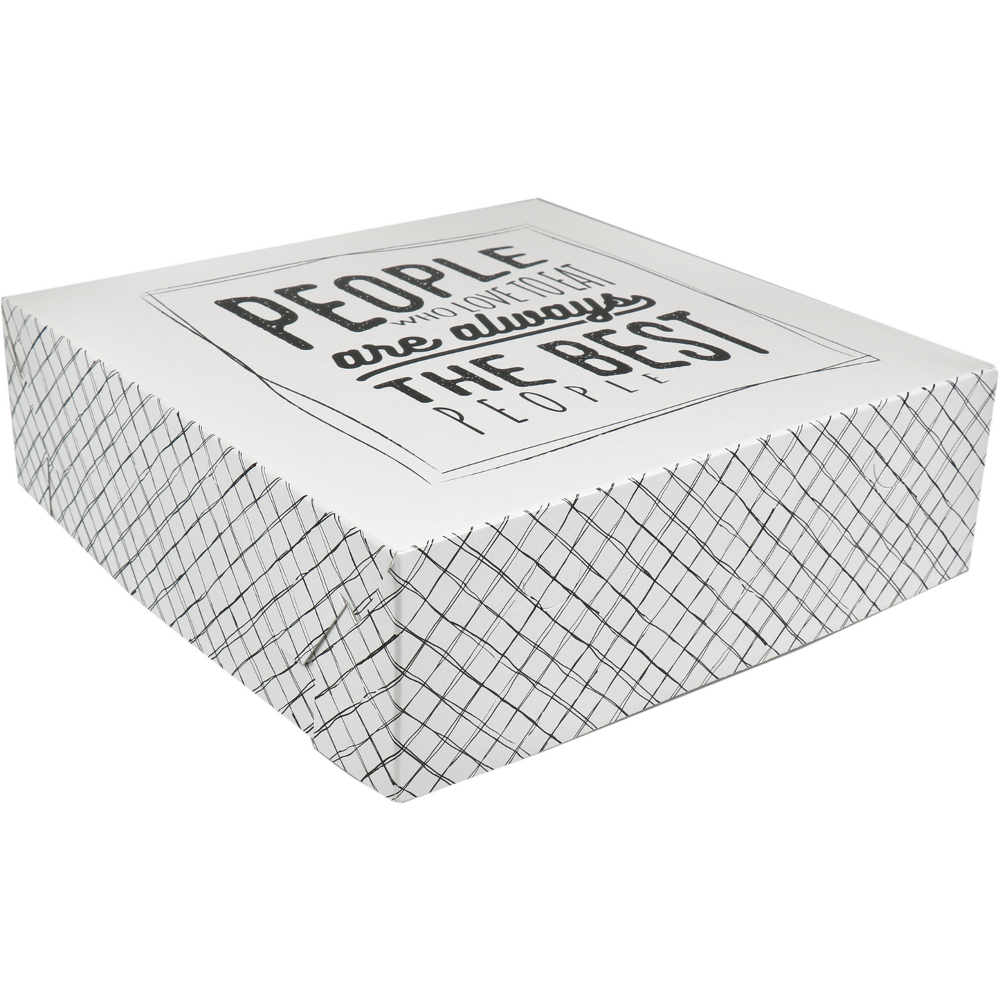 DEPA - Pack Box | J'adore manger | Cardboard | 30x30x9cm | blanc / noir 50 pièces