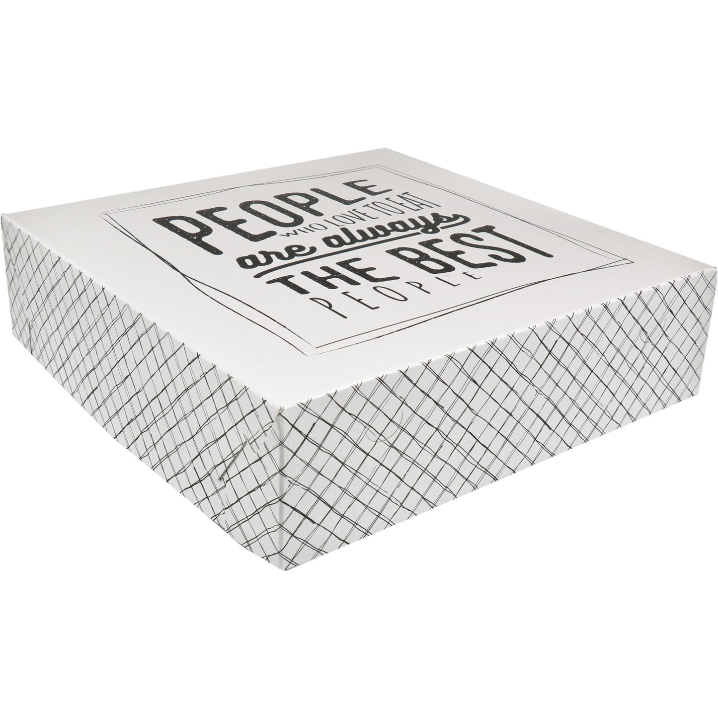 Depa - Gebäckdose | Ich liebe es zu essen | Pappe | 34x34x9cm | weiß/schwarz | 50 Stück