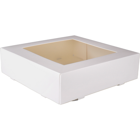Klika - Caja pastelera | cartón + PET | 19x19x5cm | con ventana | blanco | 200 piezas