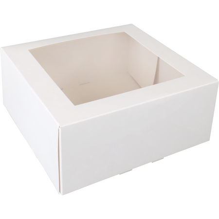 Klika - Boîte à pâtisserie | carton + PET | 21x21x9cm | avec fenêtre | blanc | 150 pièces
