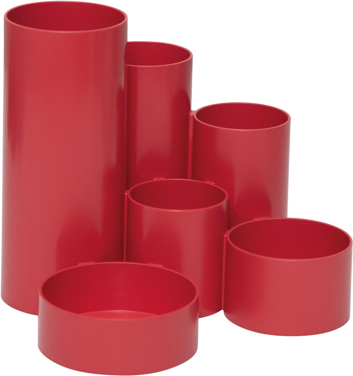 MAUL - tubo pennenbak, 6 vaks, Ø 15 x 12,5 cm, voor 85% uit gerecycleerd PS, rood