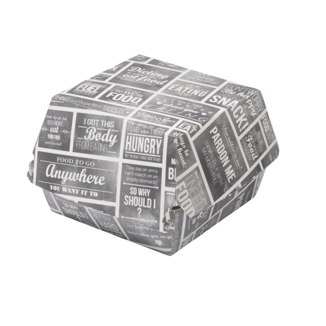 Klika-Bak | Carton + revêtement vernis | boîte à hamburgers | 120x120x100mm | blanc/gris | 400 pièces